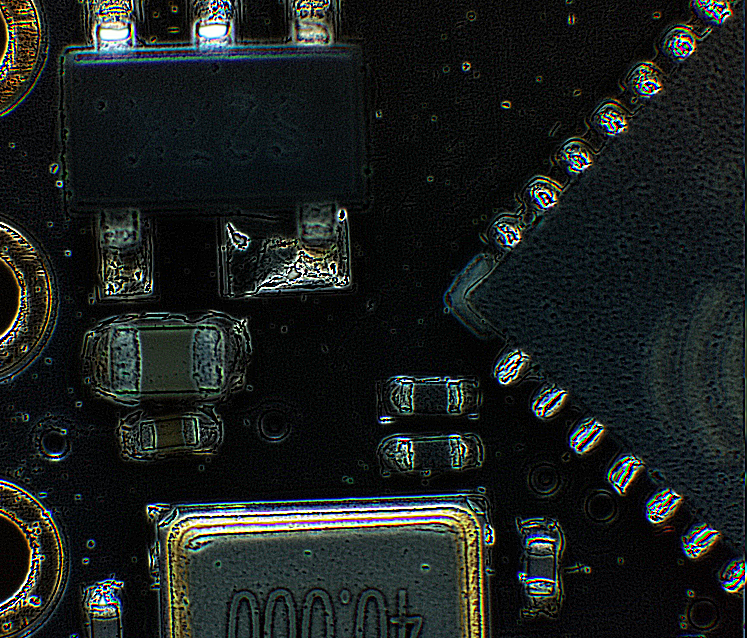 Processed inspection view of the same PCB patch